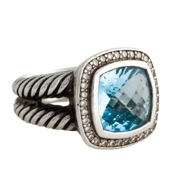 DAVID YURMAN STERLING SILVER DIAMOND & TOPAZ ALBION COCKTAIL RING - Picture 2 of 6